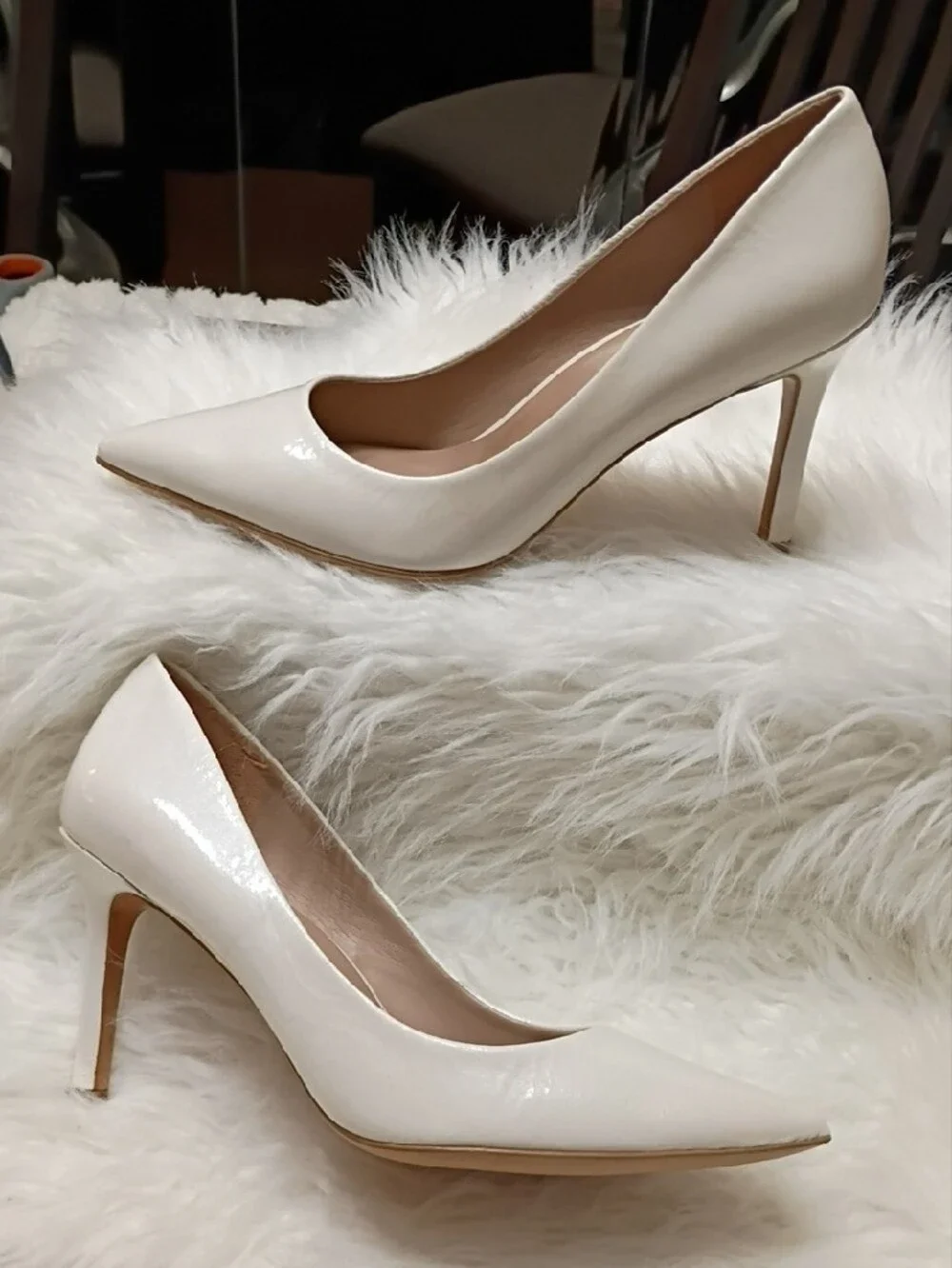 Naturalizer Anna Pointed-Toe Cream Patent Pumps 7.5 M
